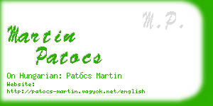 martin patocs business card