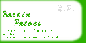 martin patocs business card